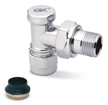 GK Verchroomd Haaks Voetventiel (15 mm) O-ring 13006-9